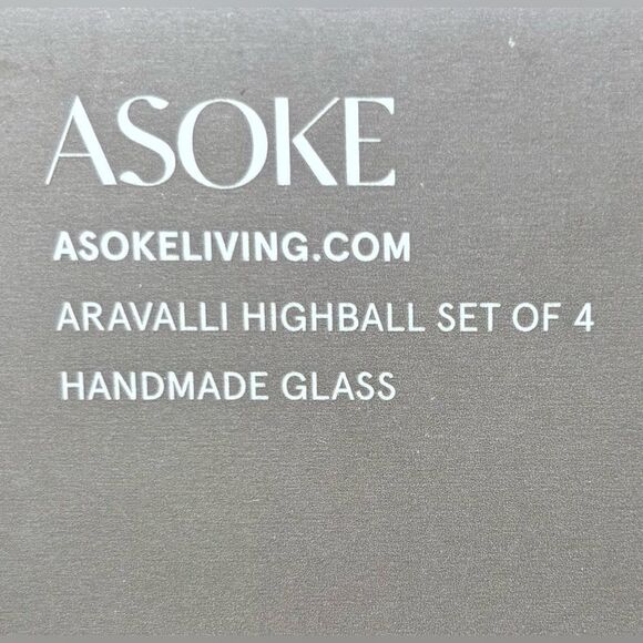 NEW Asoke Living Aravalli Clear Highball Glasses NIB Set of 4 Handmade Glass MS - Picture 6 of 7